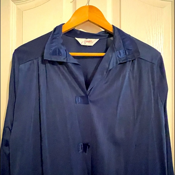Vintage 70s 80s Henson Kickernick Royal Blue Satin Robe Housecoat Sz XL - Picture 3 of 6